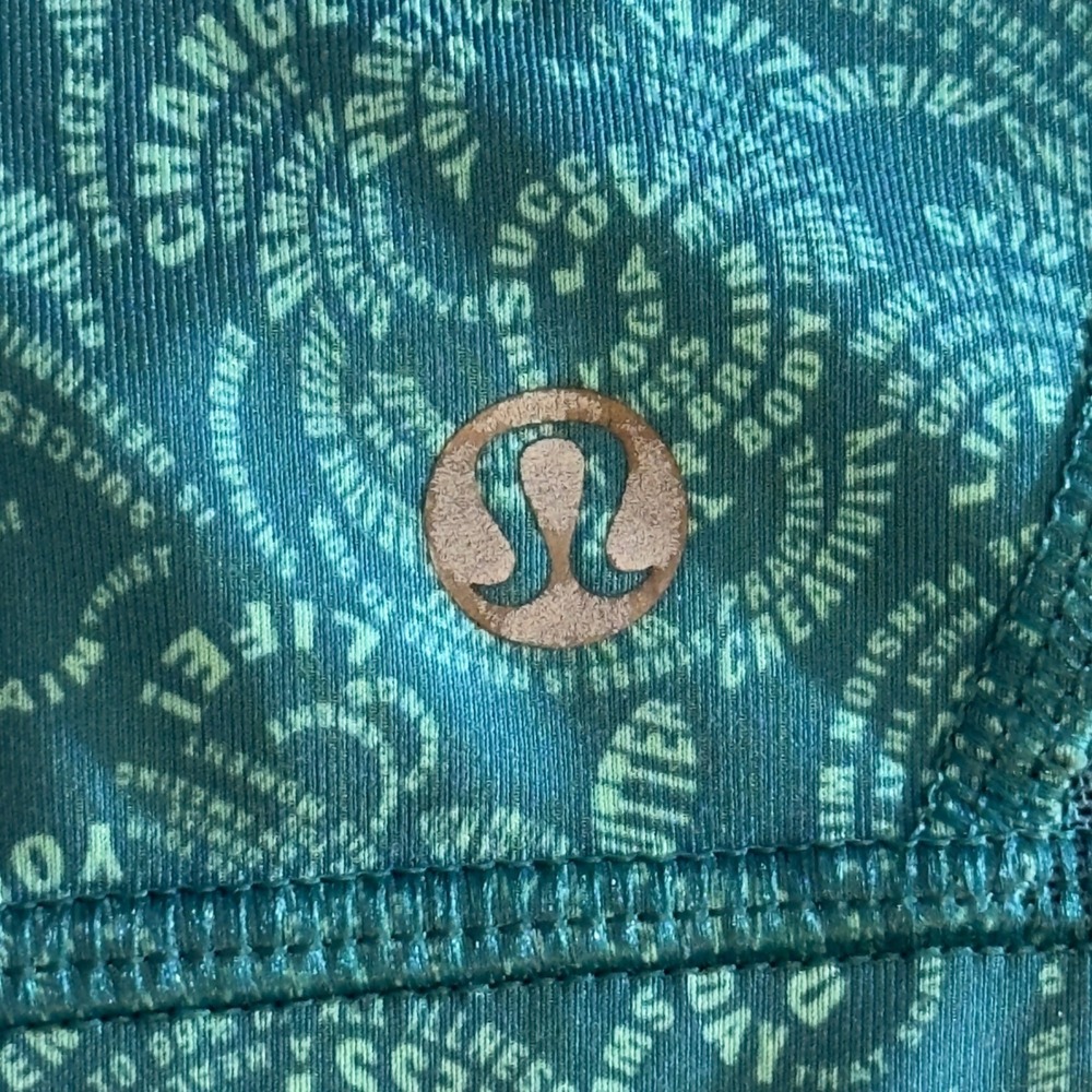 326 | Lululemon Flow Y Bra Womens 8 Light Support Yoga Sports Bra Teal Print - Picture 5 of 7